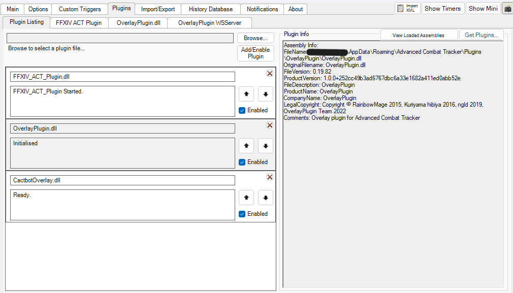 Install ACT and OverlayPlugin